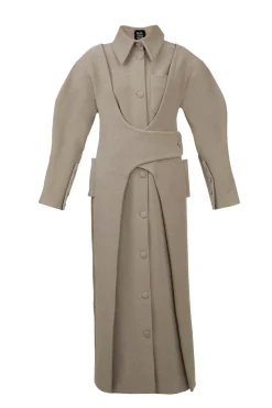CULT MIA ASYMMETRIC WOOL-BLEND COAT