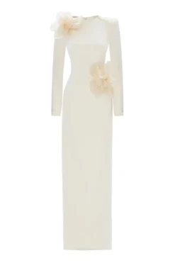 CULT MIA 3D SEQUINED FLORAL DETAILED MIDI DRESS IN