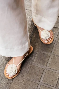 CULT MIA JAKARA CREAM LEATHER SANDALS