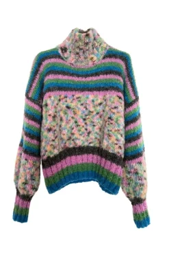 CULT MIA DOUDOU STRIPES MOCK NECK SWEATER
