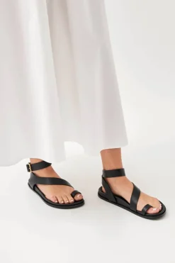 CULT MIA MYLES BLACK LEATHER SANDALS